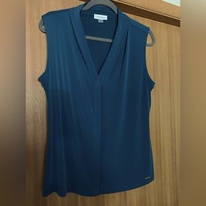 Calvin Klein sleeveless dark teal dress blouse